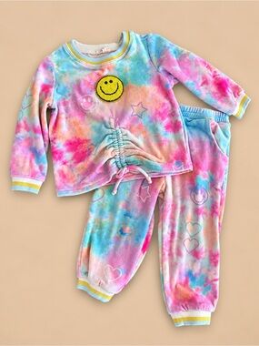 Truly Me by Sara Sara Tie Dye Smiley Jogger Set Girls 2T